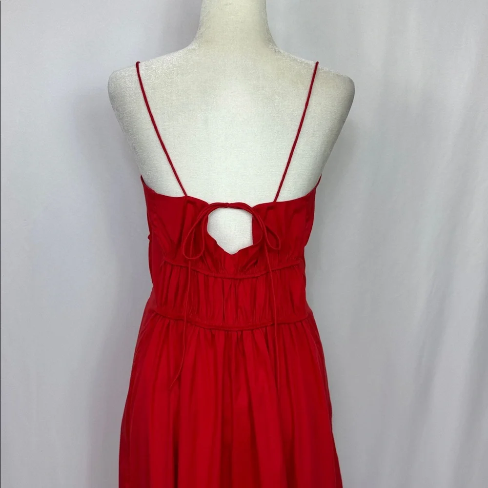 COS Gathered-Waist Midi Dress Red Bright Sleeveless Size 12 NWOT - Picture 10 of 14